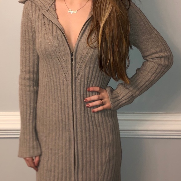 Griffen Cashmere beige long duster zip cardigan - Picture 2 of 5